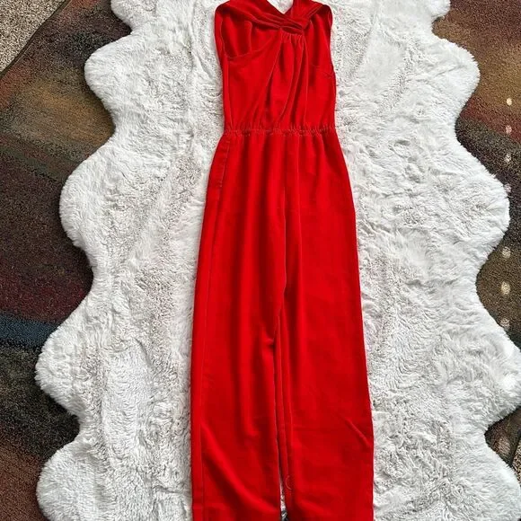 PINKO Daitarn Fluid Crepe Jumpsuit Red Size 2 US - Picture 5 of 11